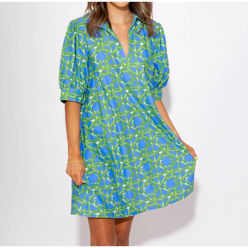 Jude Connally Blue and Lime Green Mini Dress